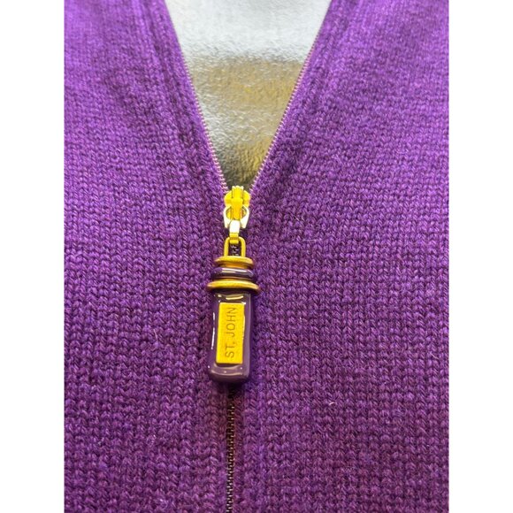 St. John Sport Cashmere Purple Zip Sweater XL - Picture 6 of 8